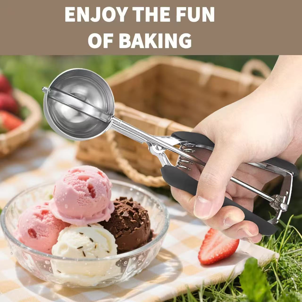 304 stainless steel ice cream scoop / fruit scoop / dessert spoon / ice cream baller