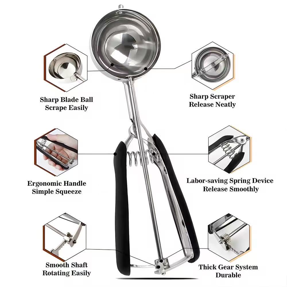 304 stainless steel ice cream scoop / fruit scoop / dessert spoon / ice cream baller