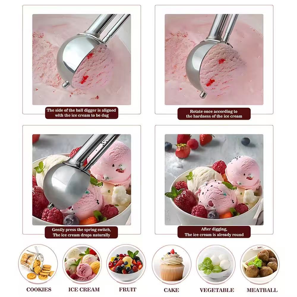 304 stainless steel ice cream scoop / fruit scoop / dessert spoon / ice cream baller