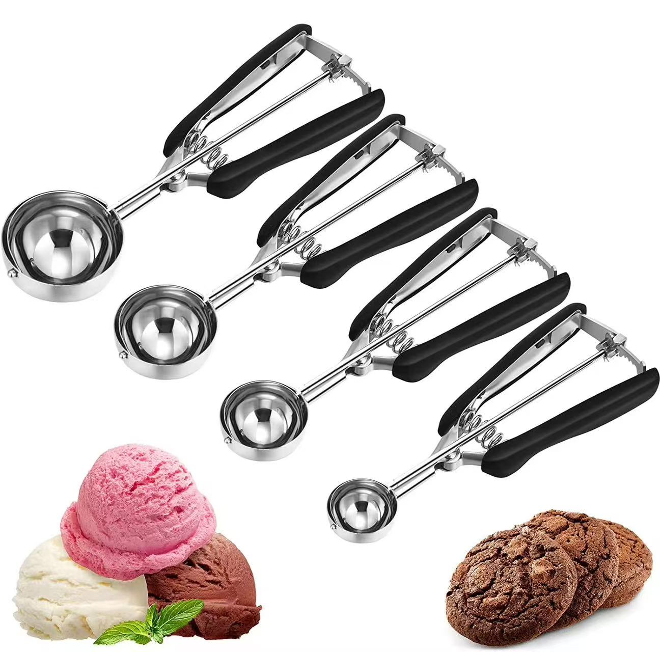 304 stainless steel ice cream scoop / fruit scoop / dessert spoon / ice cream baller