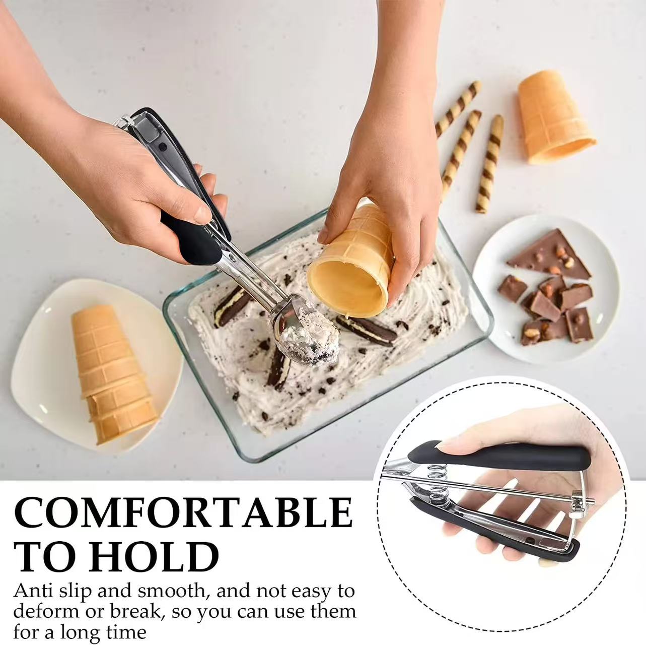 304 stainless steel ice cream scoop / fruit scoop / dessert spoon / ice cream baller