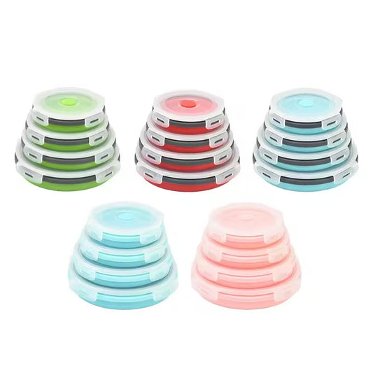 Food-grade high-temperature-resistant round silicone lunch box / refrigerator storage box / preservation box set