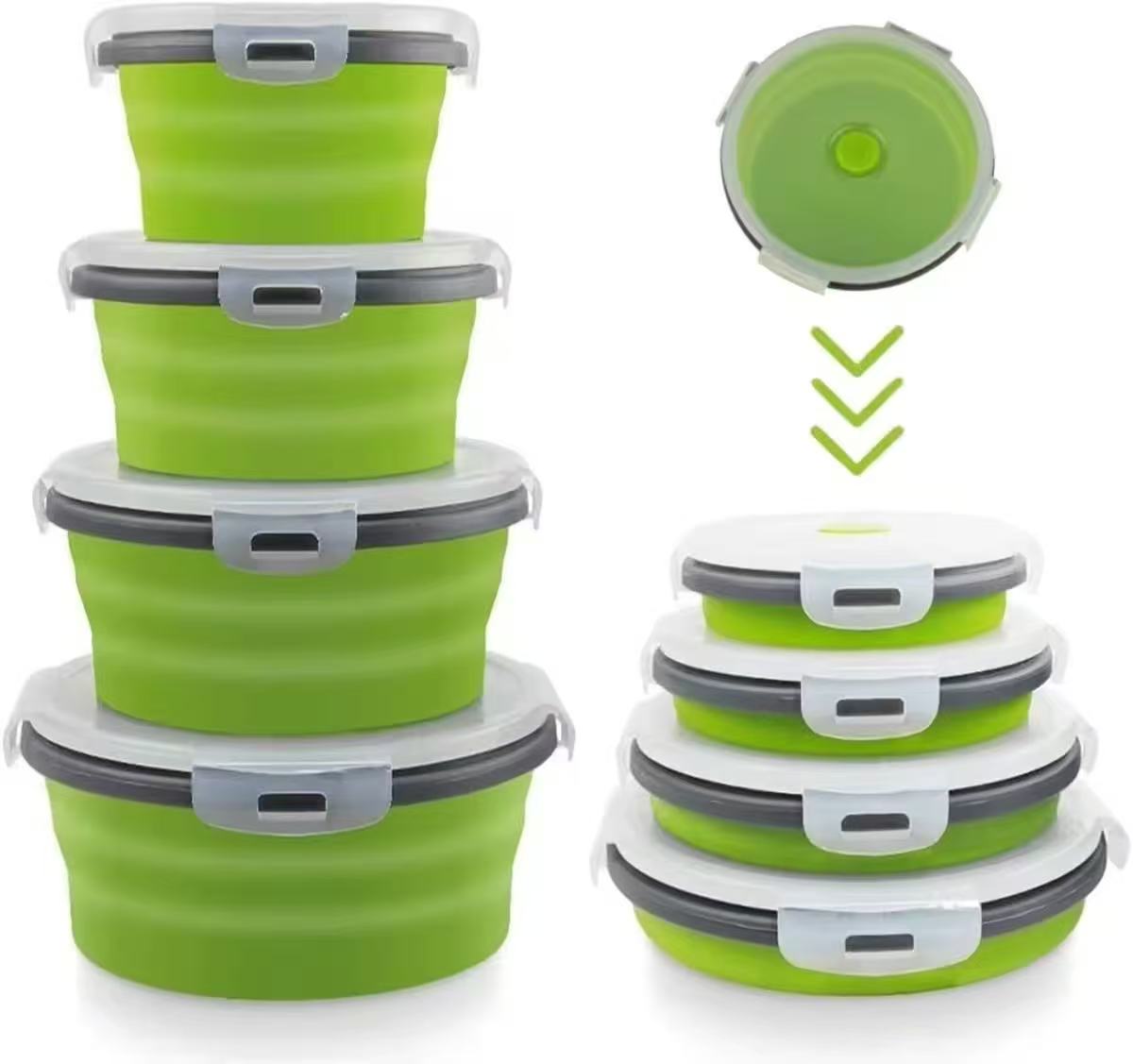 Food-grade high-temperature-resistant round silicone lunch box / refrigerator storage box / preservation box set