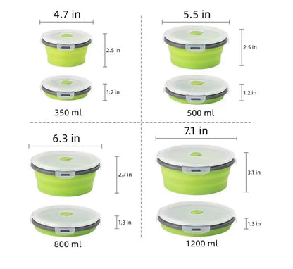 Food-grade high-temperature-resistant round silicone lunch box / refrigerator storage box / preservation box set