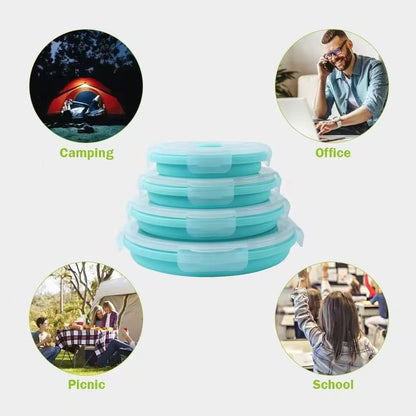 Food-grade high-temperature-resistant round silicone lunch box / refrigerator storage box / preservation box set