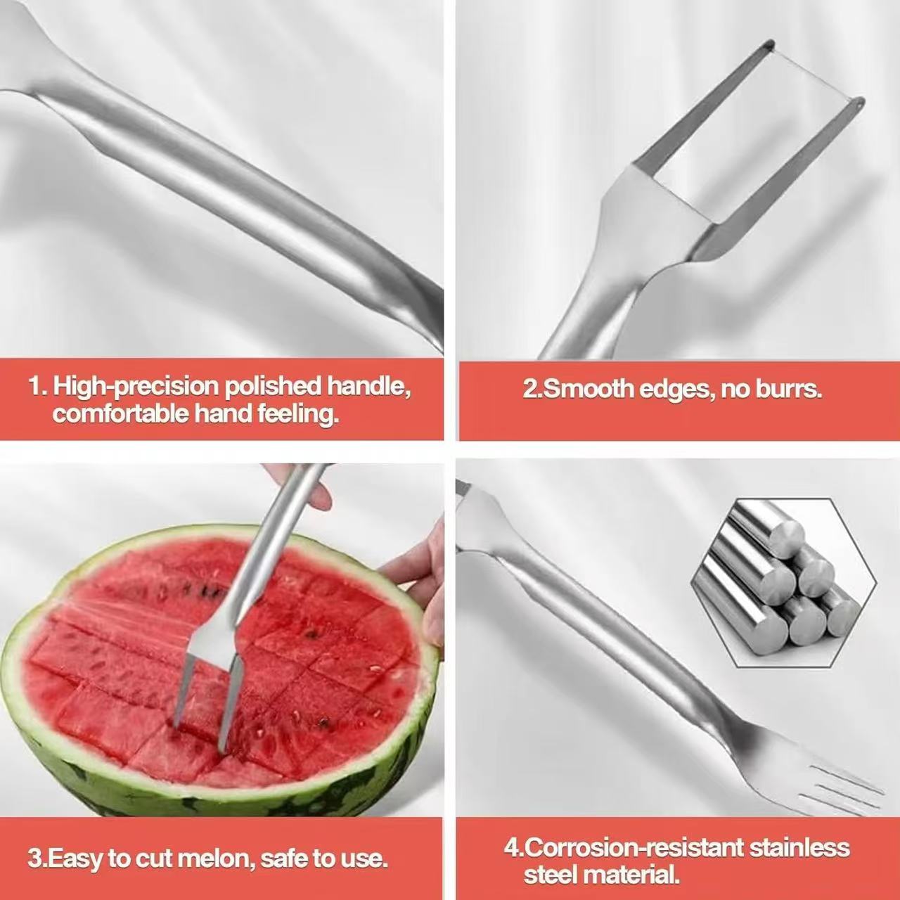 430 stainless steel fruit divider, watermelon dicing tool, fruit fork