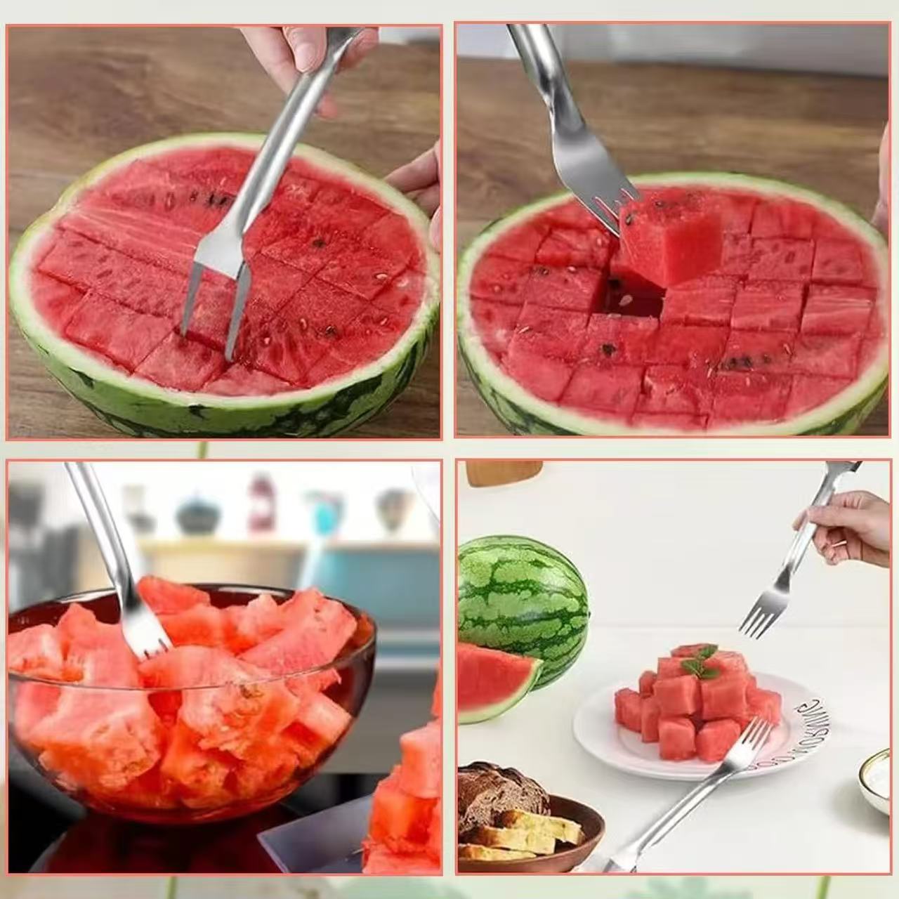 430 stainless steel fruit divider, watermelon dicing tool, fruit fork