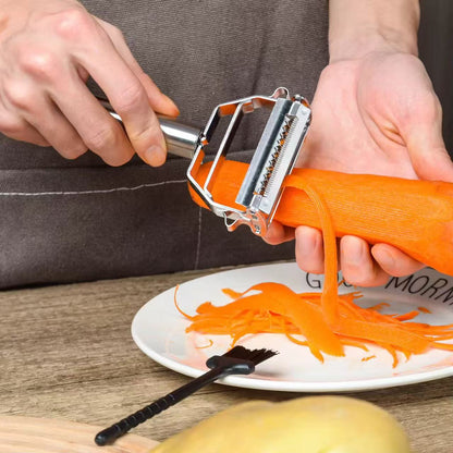 Two-in-one stainless steel peeler and shredder