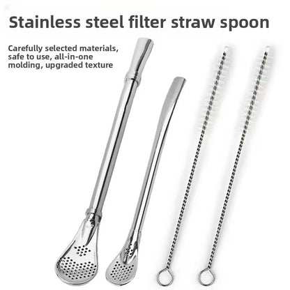 Removable 304 stainless steel straw filter spoon