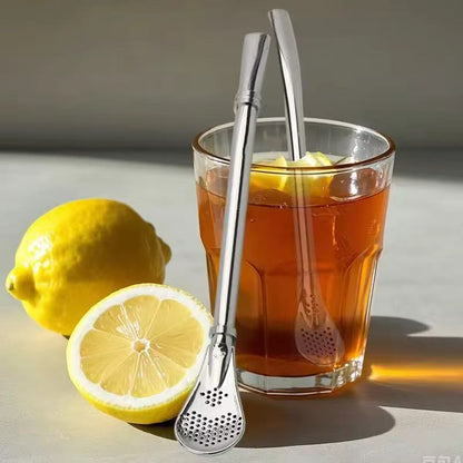 Removable 304 stainless steel straw filter spoon
