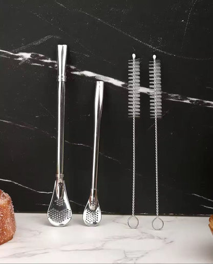 Removable 304 stainless steel straw filter spoon