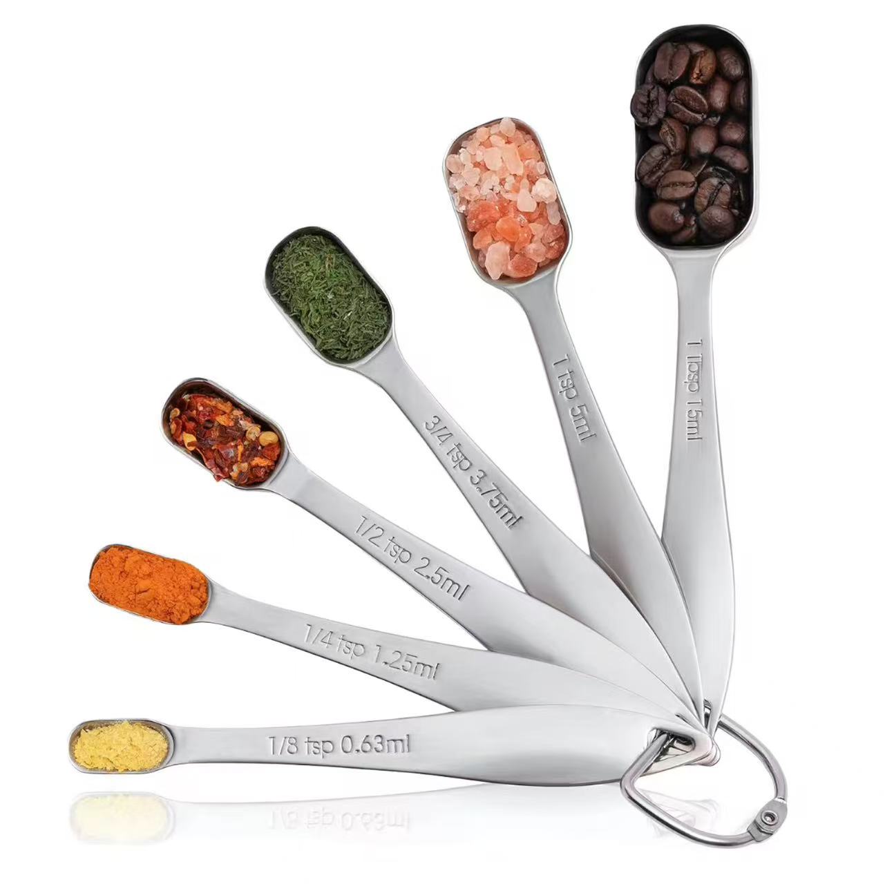 Square stainless steel baking measuring spoon, kitchen seasoning measuring spoon