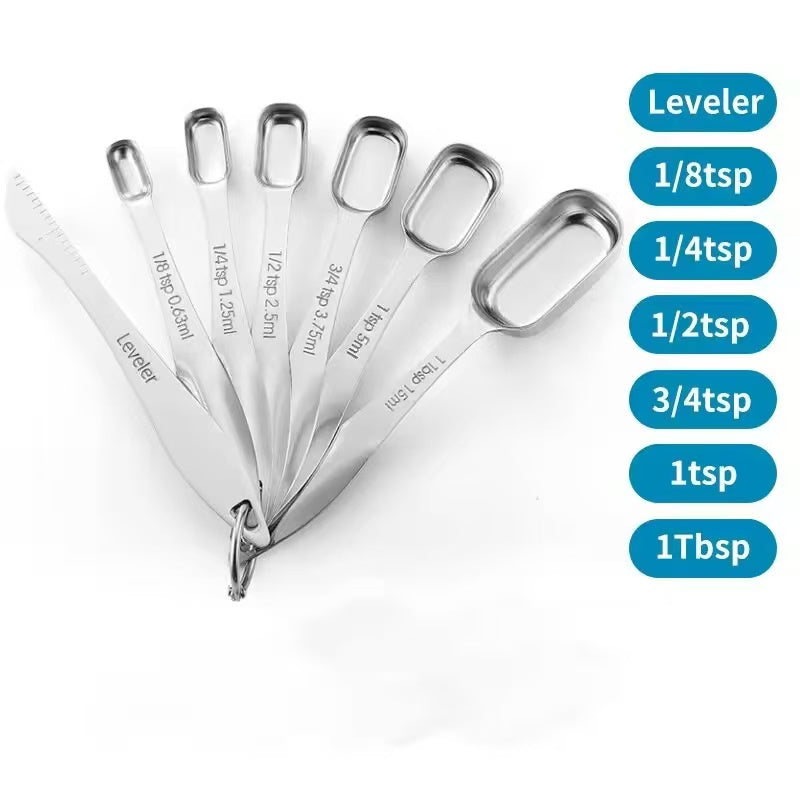 Square stainless steel baking measuring spoon, kitchen seasoning measuring spoon