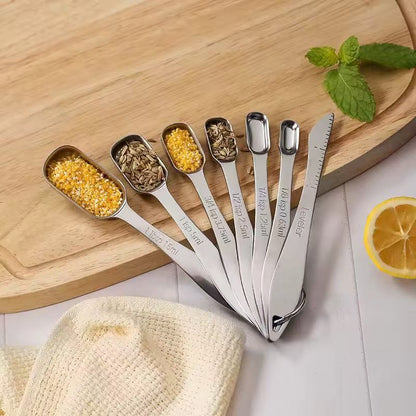 Square stainless steel baking measuring spoon, kitchen seasoning measuring spoon