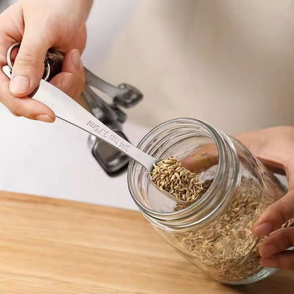 Square stainless steel baking measuring spoon, kitchen seasoning measuring spoon