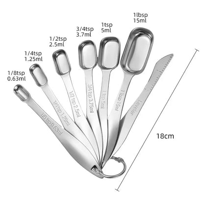 Square stainless steel baking measuring spoon, kitchen seasoning measuring spoon