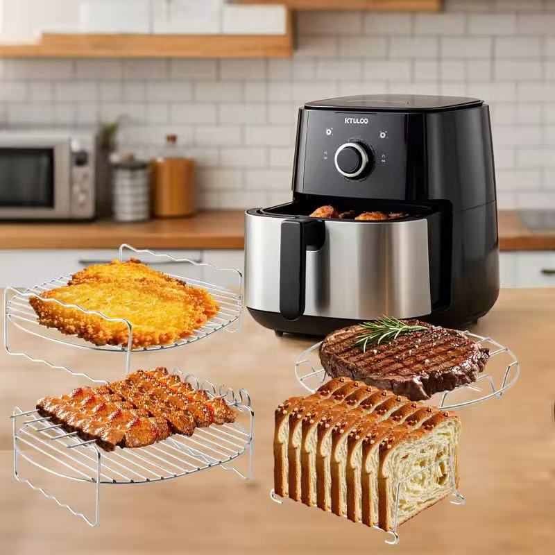 Stainless steel double-layer barbecue rack and bread rack, air fryer accessory