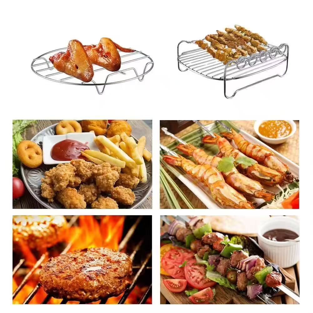 Stainless steel double-layer barbecue rack and bread rack, air fryer accessory