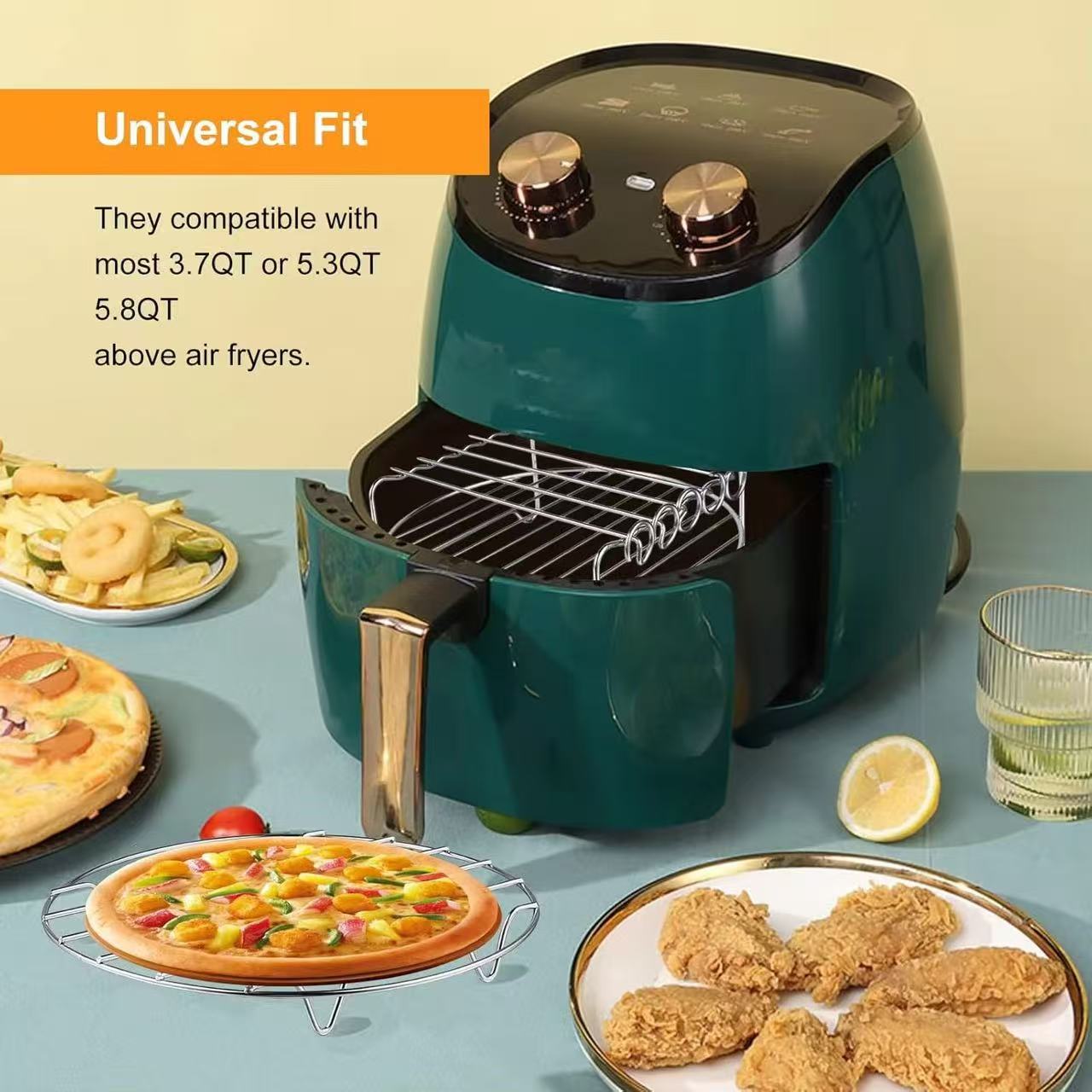 Stainless steel double-layer barbecue rack and bread rack, air fryer accessory