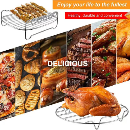 Stainless steel double-layer barbecue rack and bread rack, air fryer accessory