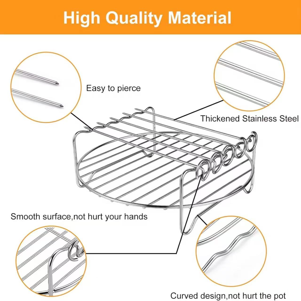Stainless steel double-layer barbecue rack and bread rack, air fryer accessory