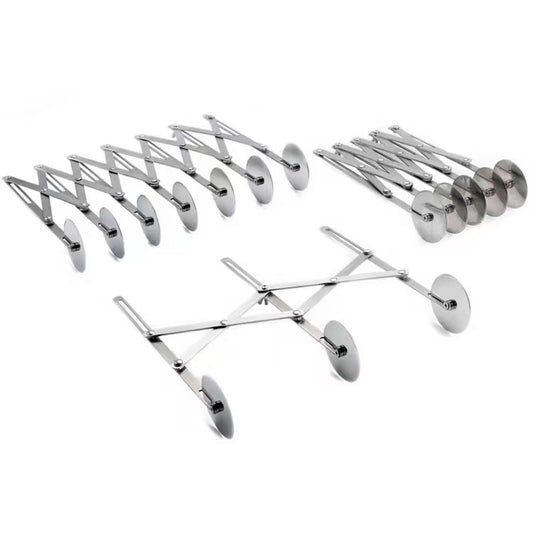 Stainless steel extendable multi-wheel pizza cutting knife