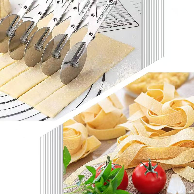 Stainless steel extendable multi-wheel pizza cutting knife