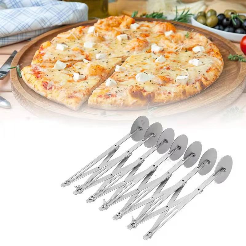 Stainless steel extendable multi-wheel pizza cutting knife