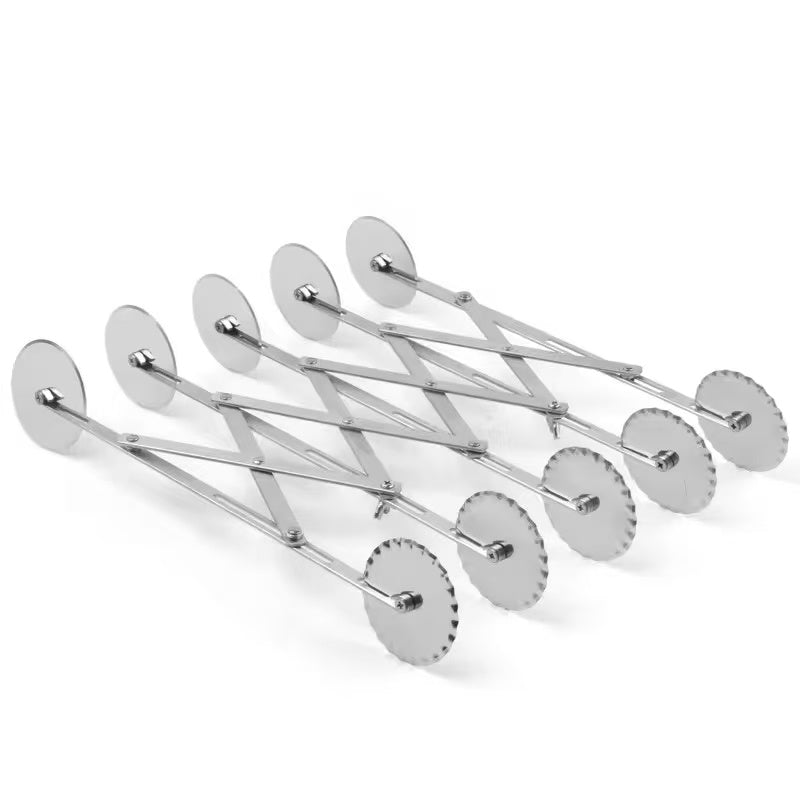 Stainless steel extendable multi-wheel pizza cutting knife