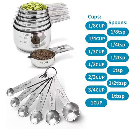 304 stainless steel measuring cup and measuring spoon baking tool set