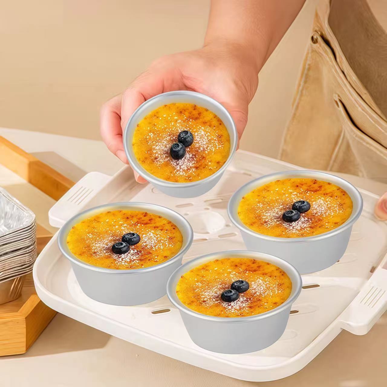 Simple round carbon steel cake cups and pudding cups