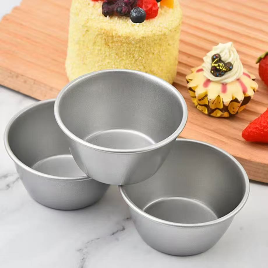 Simple round carbon steel cake cups and pudding cups
