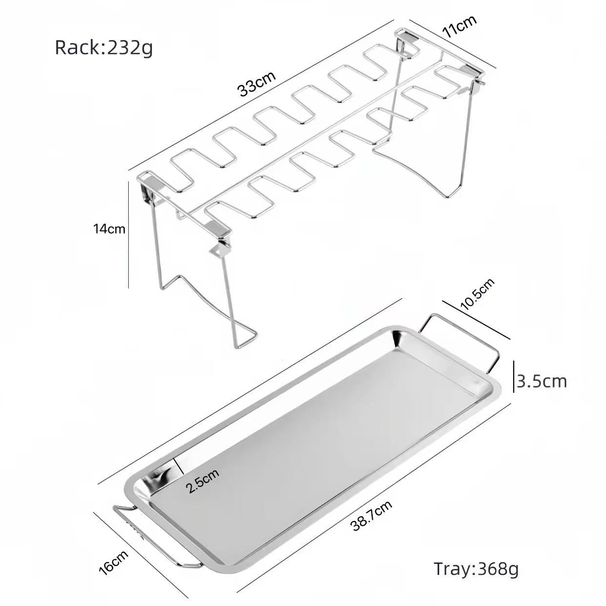 Foldable stainless steel chicken leg rack with tray barbecue grill