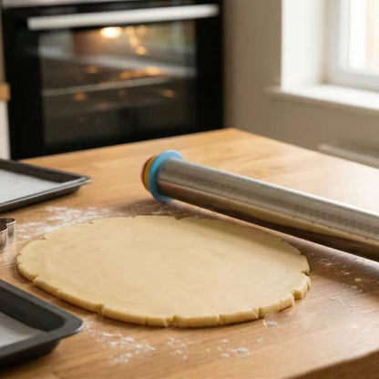 Stainless steel rolling pin and dough mat set