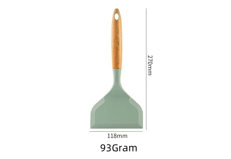 High-temperature resistant non-stick pan wooden handle silicone spatula