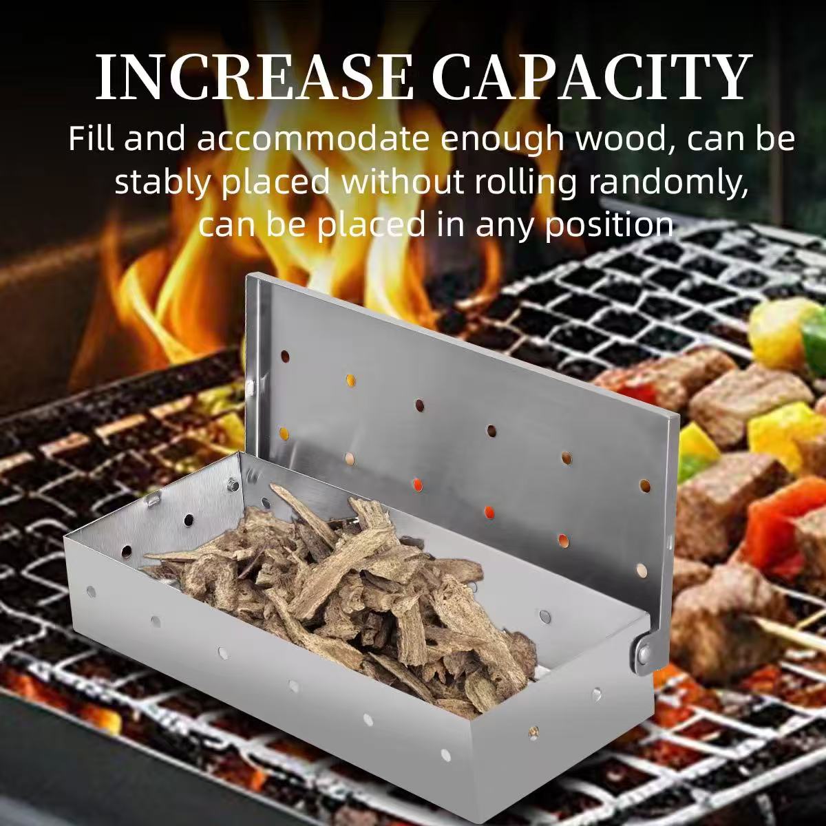 Stainless steel smoked box, charcoal box, barbecue accessories for cooking together