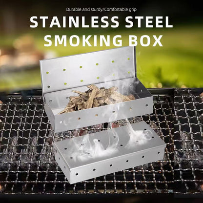 Stainless steel smoked box, charcoal box, barbecue accessories for cooking together