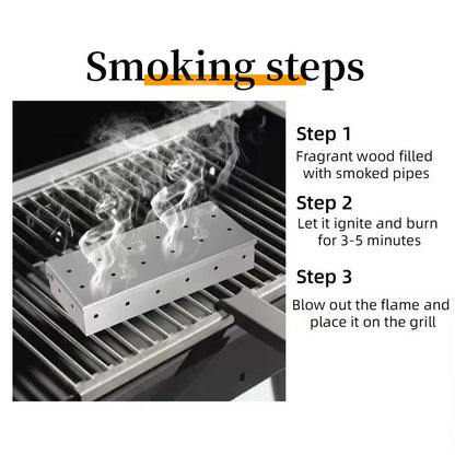Stainless steel smoked box, charcoal box, barbecue accessories for cooking together