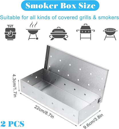 Stainless steel smoked box, charcoal box, barbecue accessories for cooking together