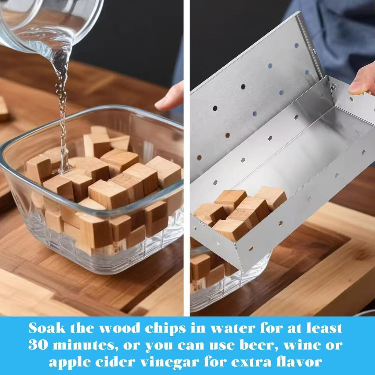 Stainless steel smoked box, charcoal box, barbecue accessories for cooking together