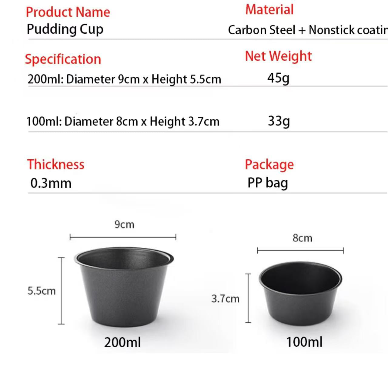 Carbon steel pudding cup egg tart cake mold