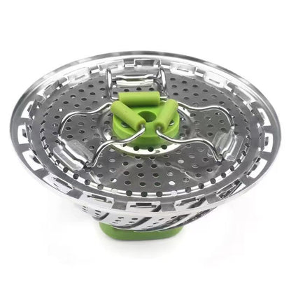 Stretchable and foldable stainless steel steamer tray