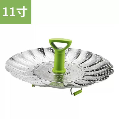 Stretchable and foldable stainless steel steamer tray
