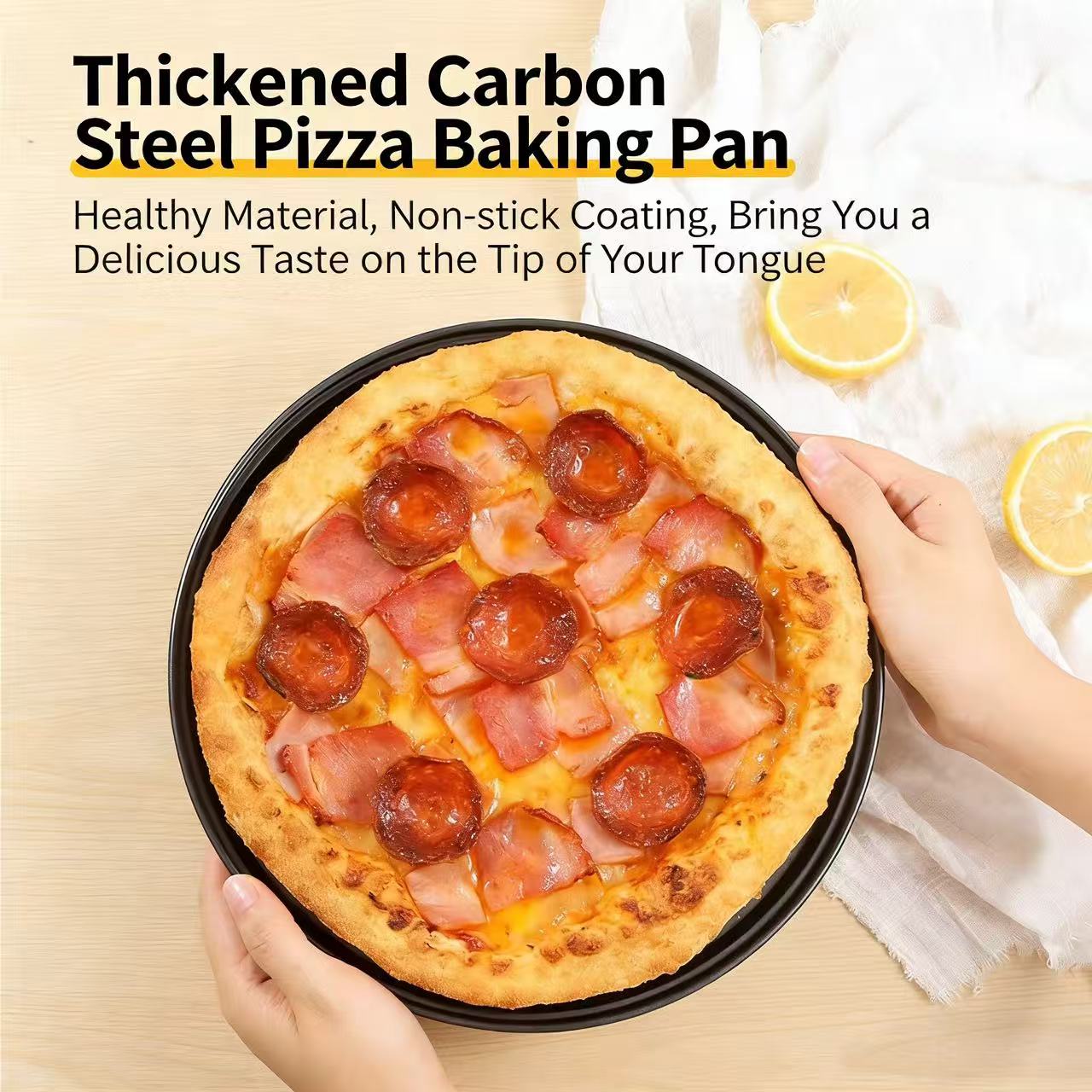 Cheese pizza carbon steel baking pan