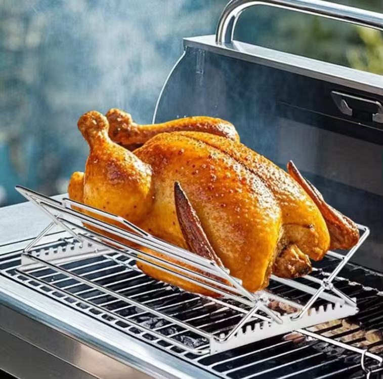 Foldable stainless steel chicken rack