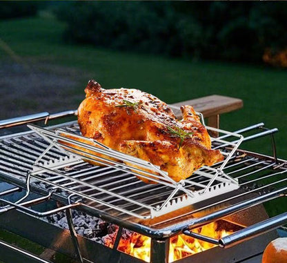 Foldable stainless steel chicken rack