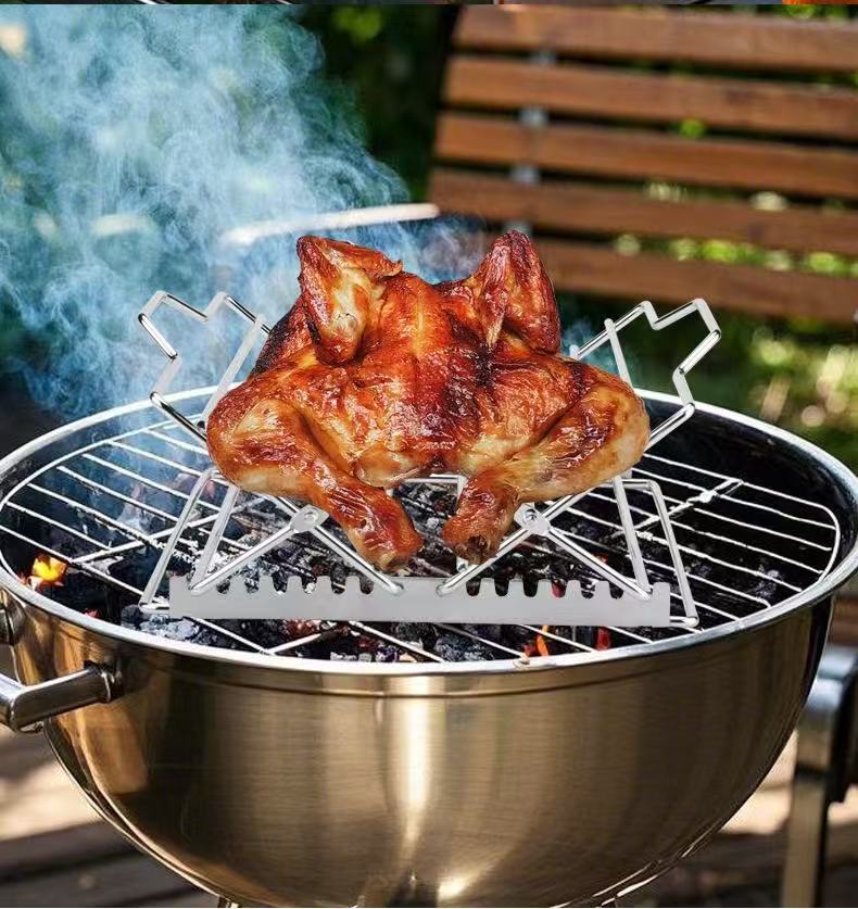 Foldable stainless steel chicken rack