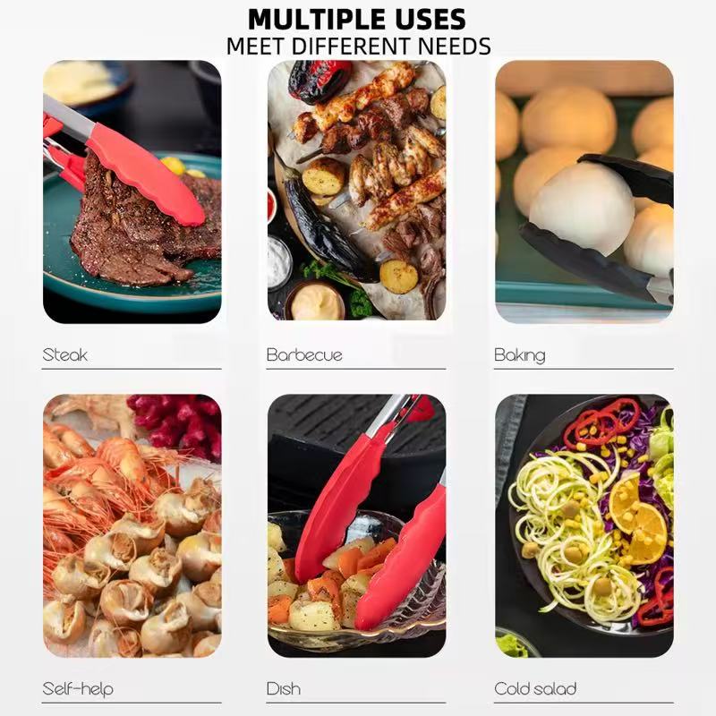 9-inch and 12-inch stainless steel silicone food clips