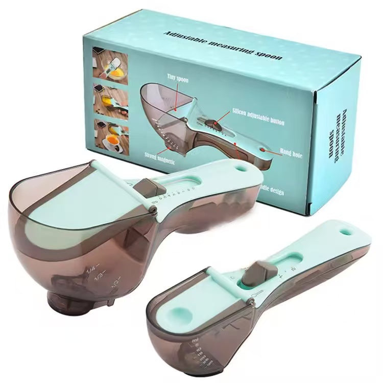 Adjustable plastic measuring spoon set