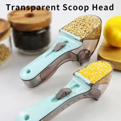 Adjustable plastic measuring spoon set